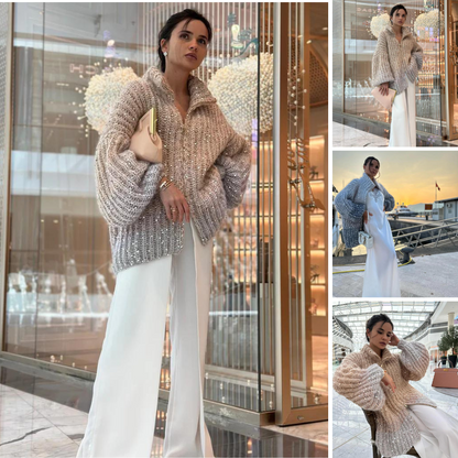 Selina - Den eleganta, glittrande cardigan-tröjan i siden
