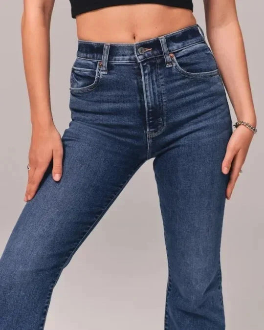 Utsvängda jeans med hög midja met