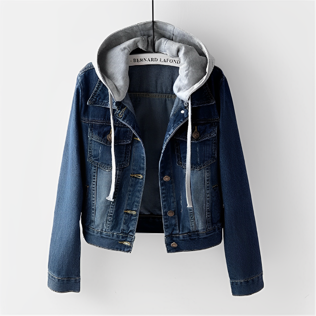 BERNARD LAFONE™ | Långärmad jeansjacka med avtagbar huva