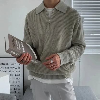 Chester Baumann | Schweizisk stickad pullover med dragkedja