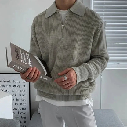 Chester Baumann | Schweizisk stickad pullover med dragkedja