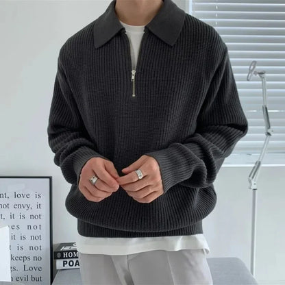 Chester Baumann | Schweizisk stickad pullover med dragkedja