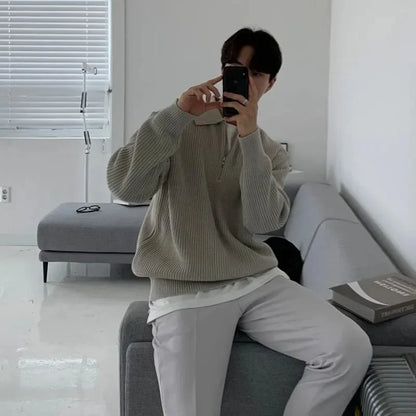 Chester Baumann | Schweizisk stickad pullover med dragkedja