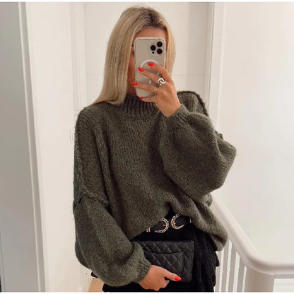 ANNIE - Mysig, fluffig stickad tröja med överdimensionerad storlek