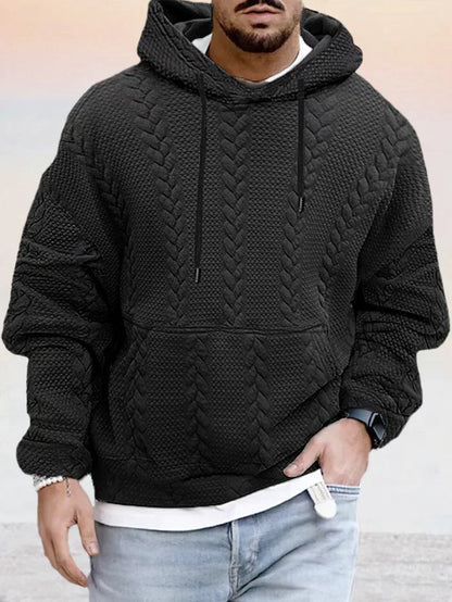 Texturerad, vidskuren jumper med huva - DOMINIC