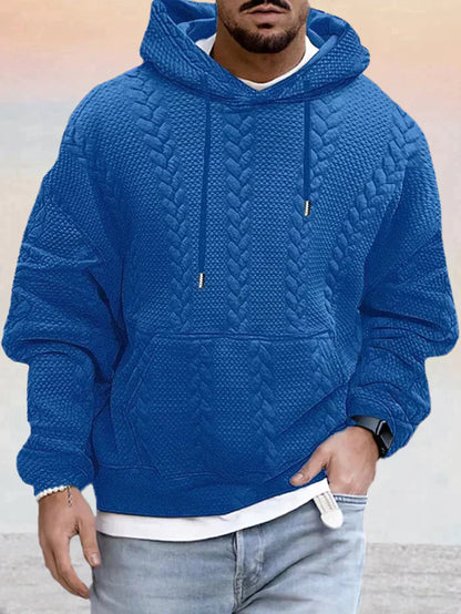 Texturerad, vidskuren jumper med huva - DOMINIC
