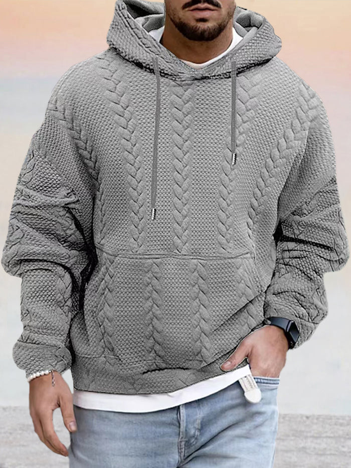 Texturerad, vidskuren jumper med huva - DOMINIC