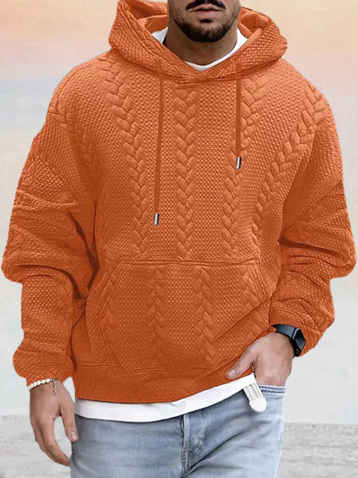 Texturerad, vidskuren jumper med huva - DOMINIC