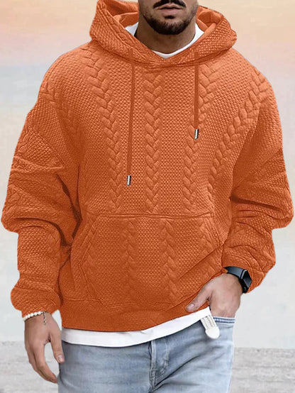 Texturerad, vidskuren jumper med huva - DOMINIC