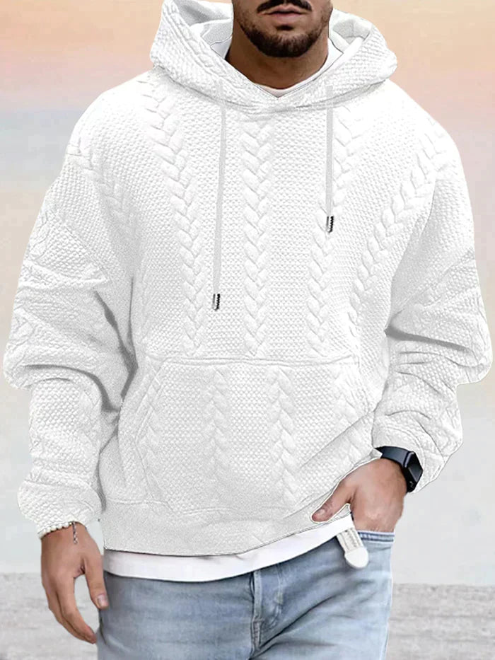 Texturerad, vidskuren jumper med huva - DOMINIC