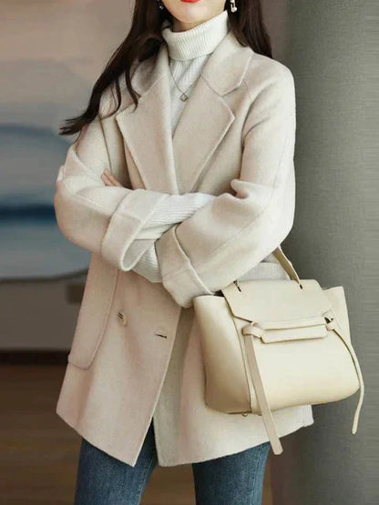 Rillie - Ny elegant långärmad yllekappa