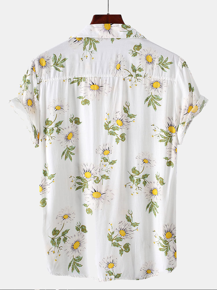 Sunflower Print Revere Shirt