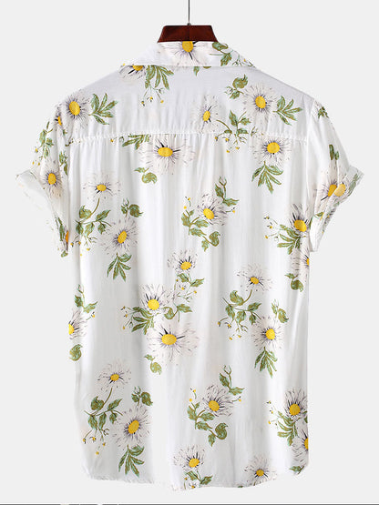 Sunflower Print Revere Shirt