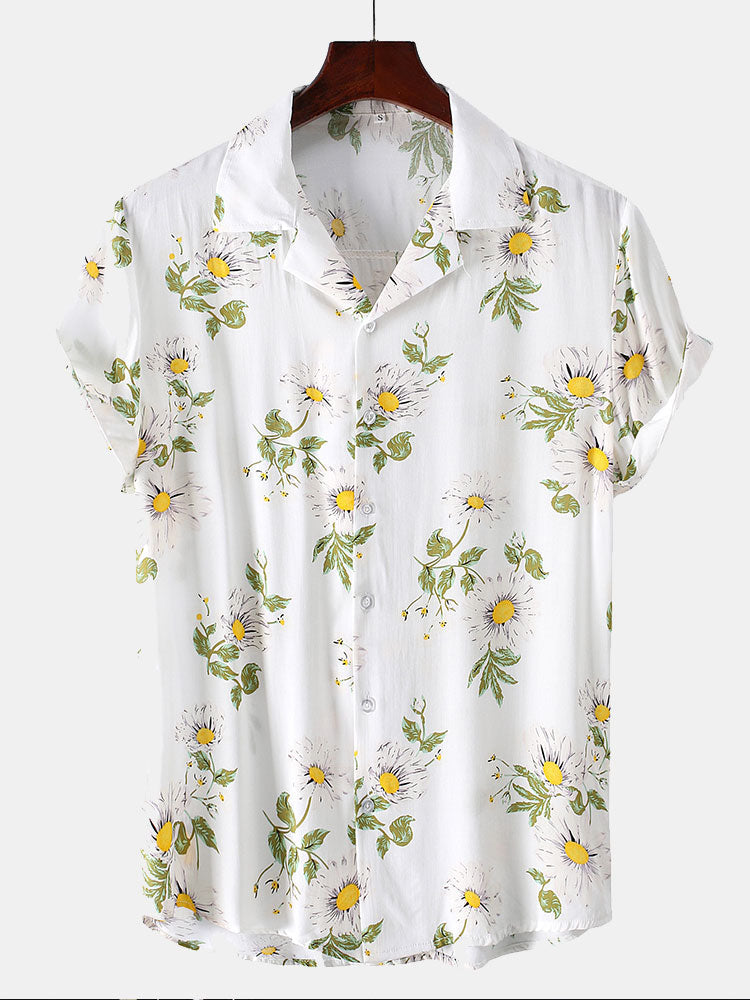 Sunflower Print Revere Shirt