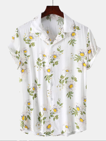 Sunflower Print Revere Shirt