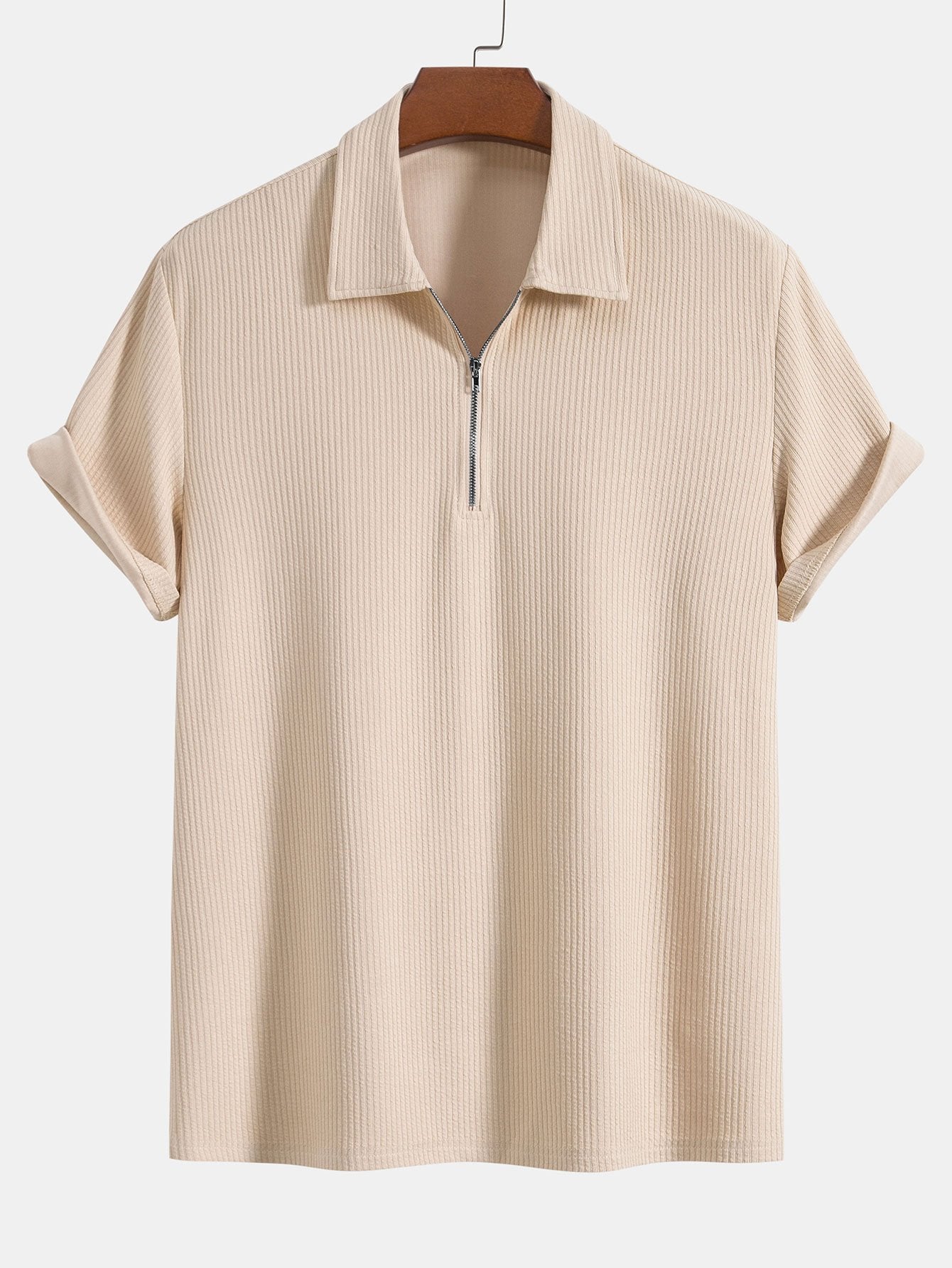 Knitted Ribbed Zip Polo &amp; Shorts