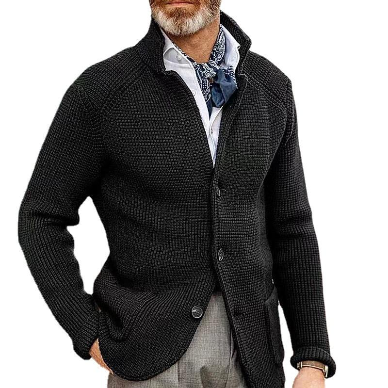 Stickad blazer med krage för män