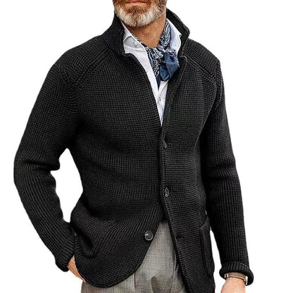 Stickad blazer med krage för män