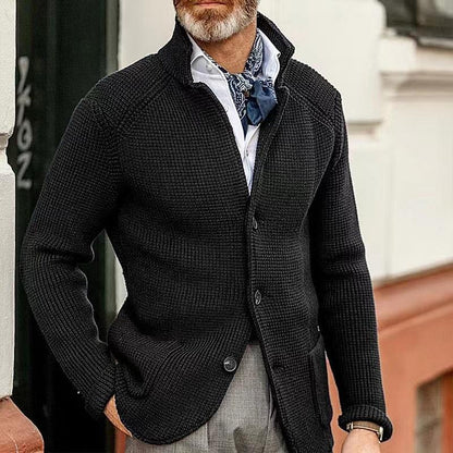Stickad blazer med krage för män
