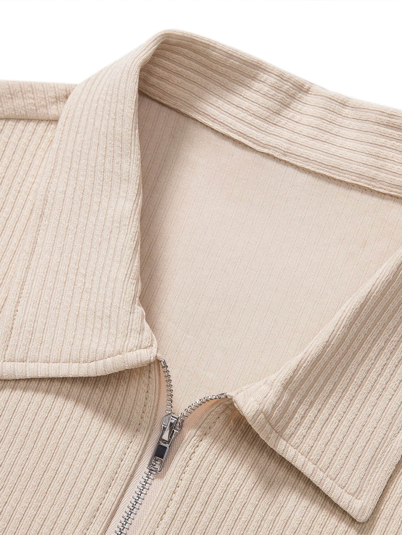 Knitted Ribbed Zip Polo &amp; Shorts