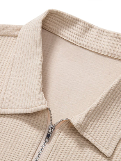 Knitted Ribbed Zip Polo &amp; Shorts