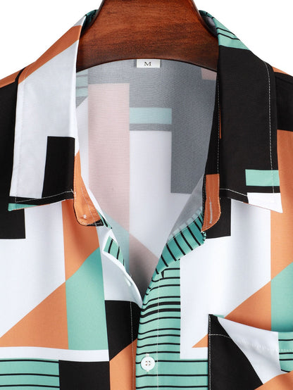 Geometric Stripe Print Shirt