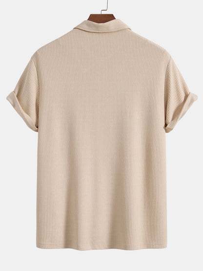 Knitted Ribbed Zip Polo &amp; Shorts