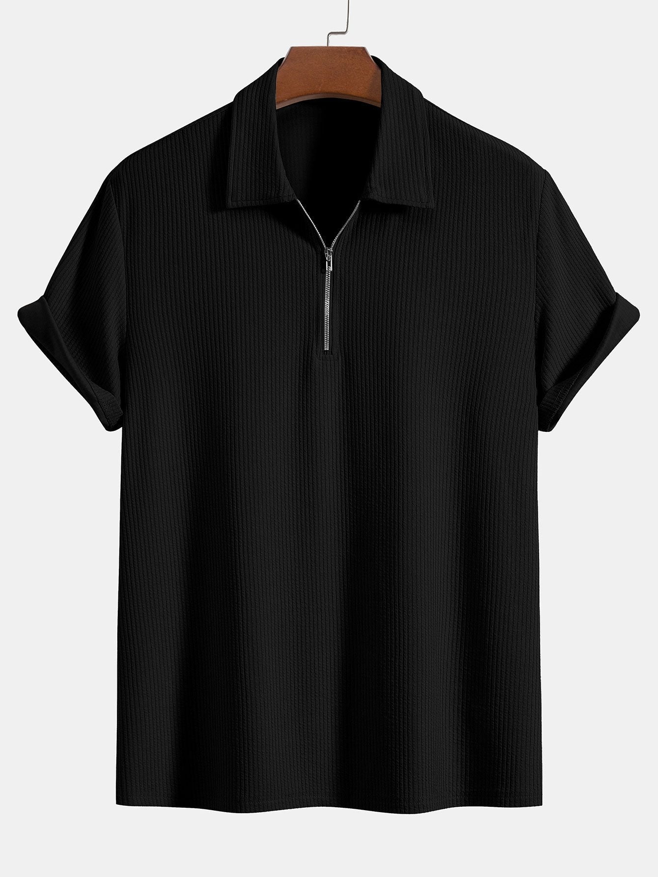 Knitted Ribbed Zip Polo &amp; Shorts