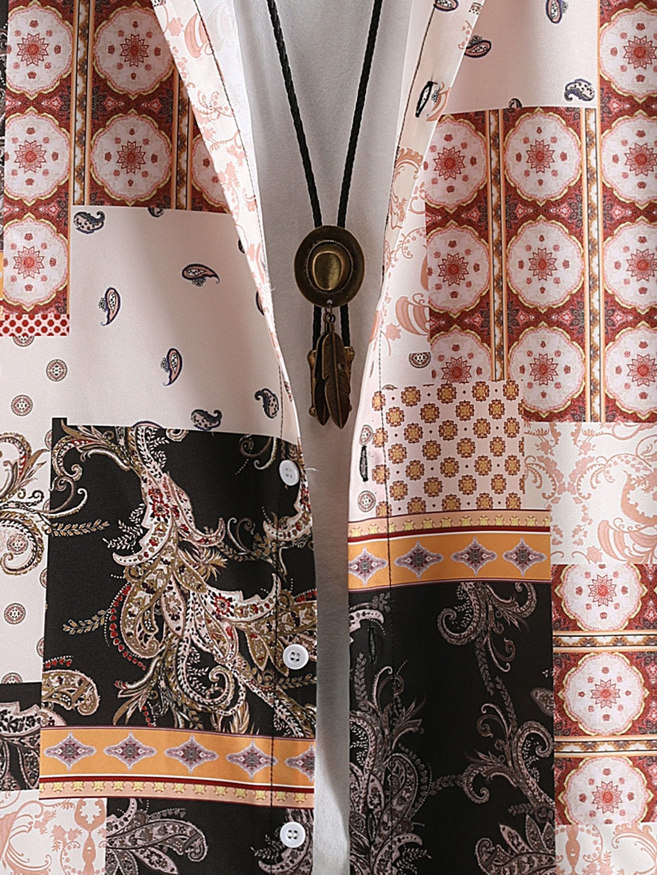 Paisley Baroque Scarf Print Button Up Shirt