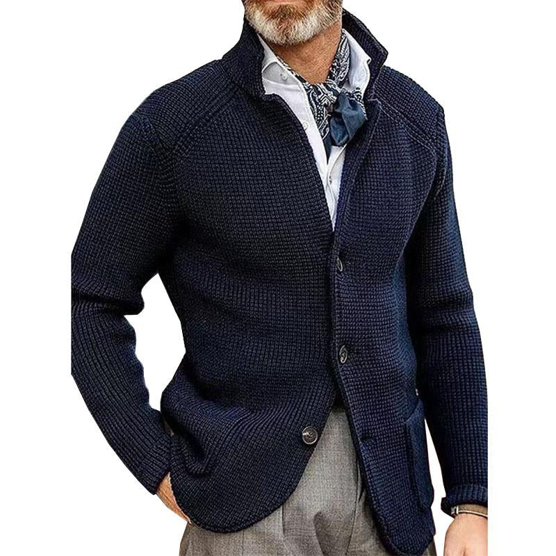Stickad blazer med krage för män