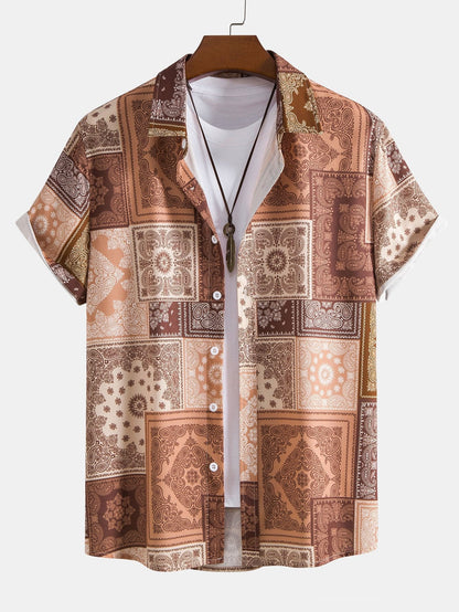 Paisley Patchwork Print Shirt &amp; Shorts