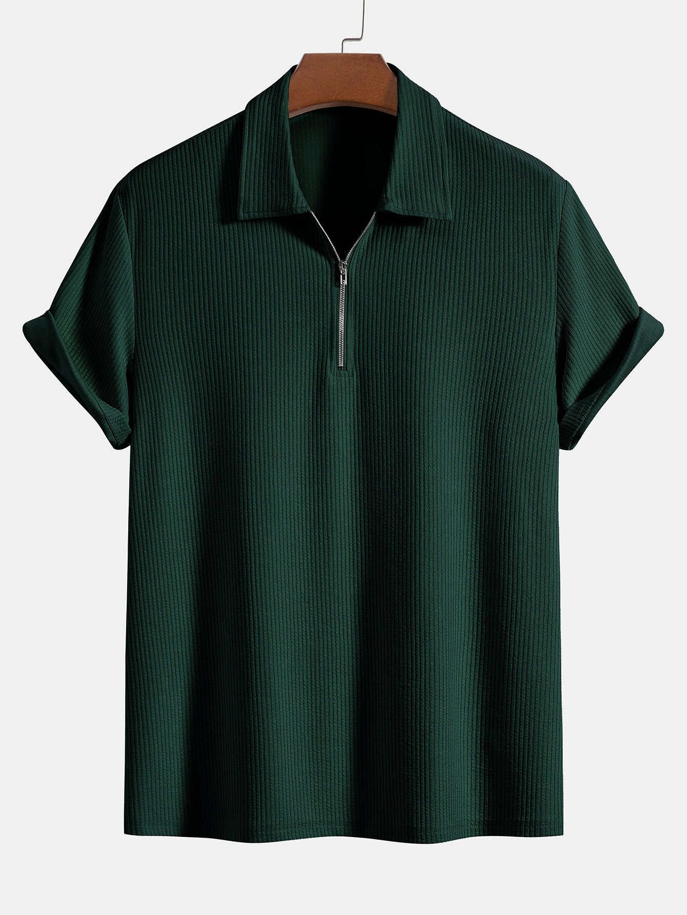 Knitted Ribbed Zip Polo &amp; Shorts