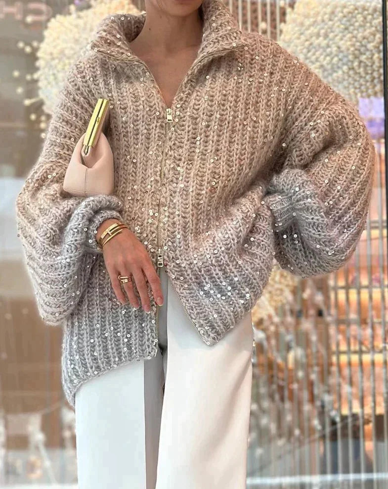 Selina - Den eleganta, glittrande cardigan-tröjan i siden