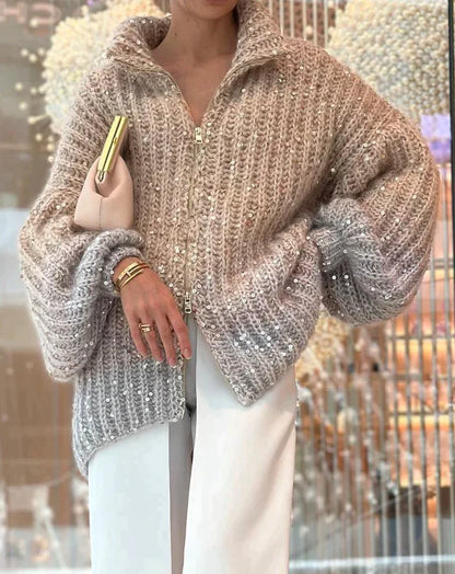 Selina - Den eleganta, glittrande cardigan-tröjan i siden