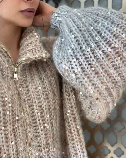 Selina - Den eleganta, glittrande cardigan-tröjan i siden