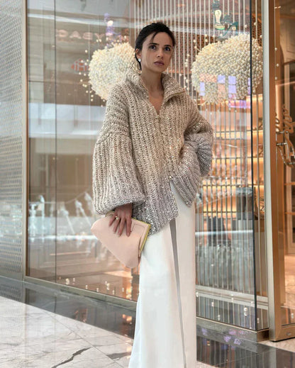 Selina - Den eleganta, glittrande cardigan-tröjan i siden