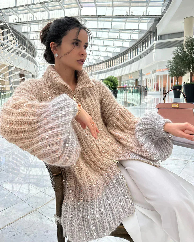 Selina - Den eleganta, glittrande cardigan-tröjan i siden