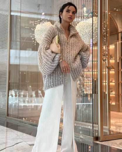 Selina - Den eleganta, glittrande cardigan-tröjan i siden