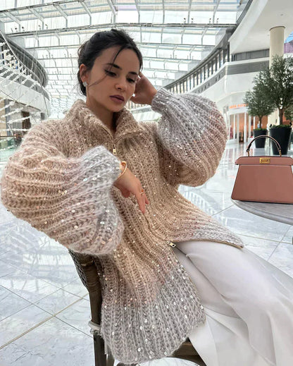 Selina - Den eleganta, glittrande cardigan-tröjan i siden