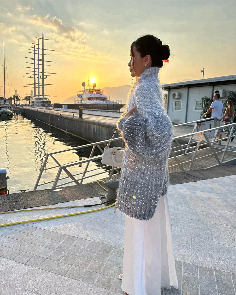 Selina - Den eleganta, glittrande cardigan-tröjan i siden