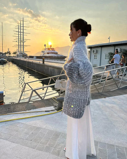 Selina - Den eleganta, glittrande cardigan-tröjan i siden